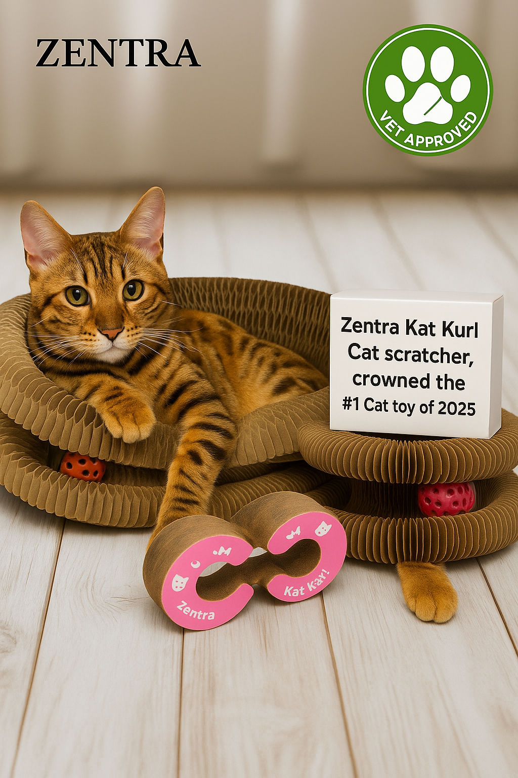 Zentra® - Kat Kurl Cat Toy Scratcher
