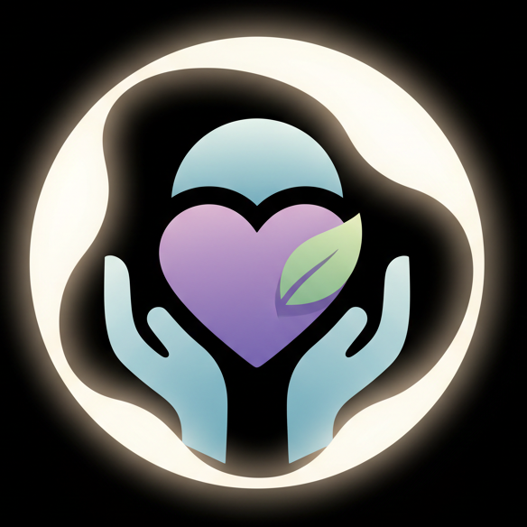 A calm safe space icon with a black background 